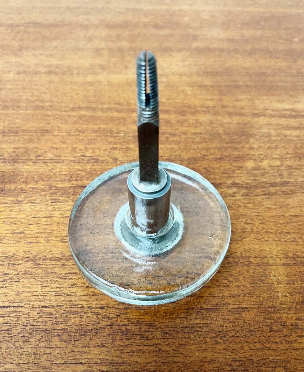 Mid-century modern glass and metal door handle from the space age, Germany, 1960s.