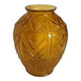 Art Deco Vase in Cracked Amber Crystal
