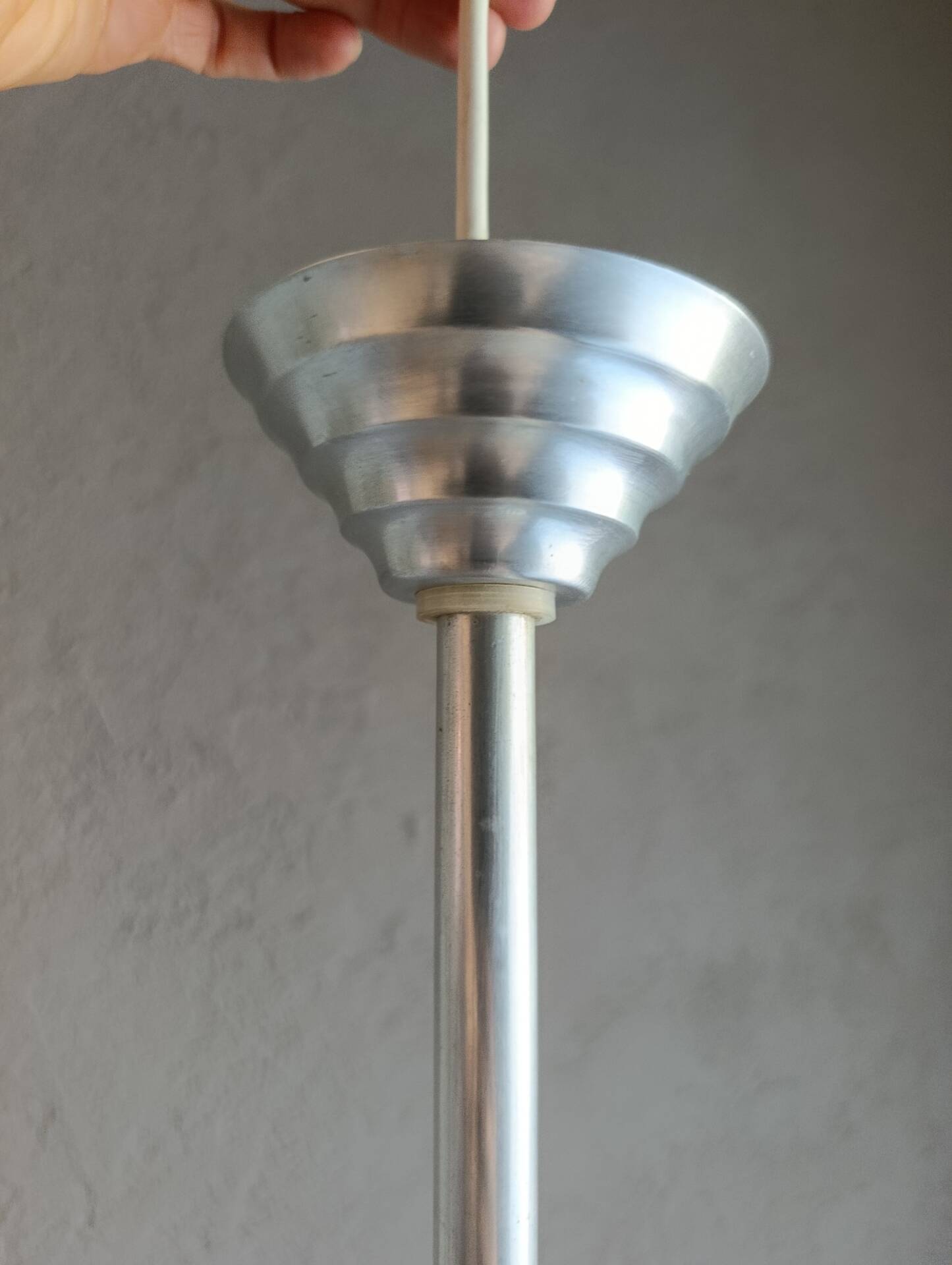 suspension  opaline blanche et jaune | space age - art déco 1950