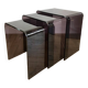 Set of 3 nesting coffee tables in smoked plexi / purple 70s