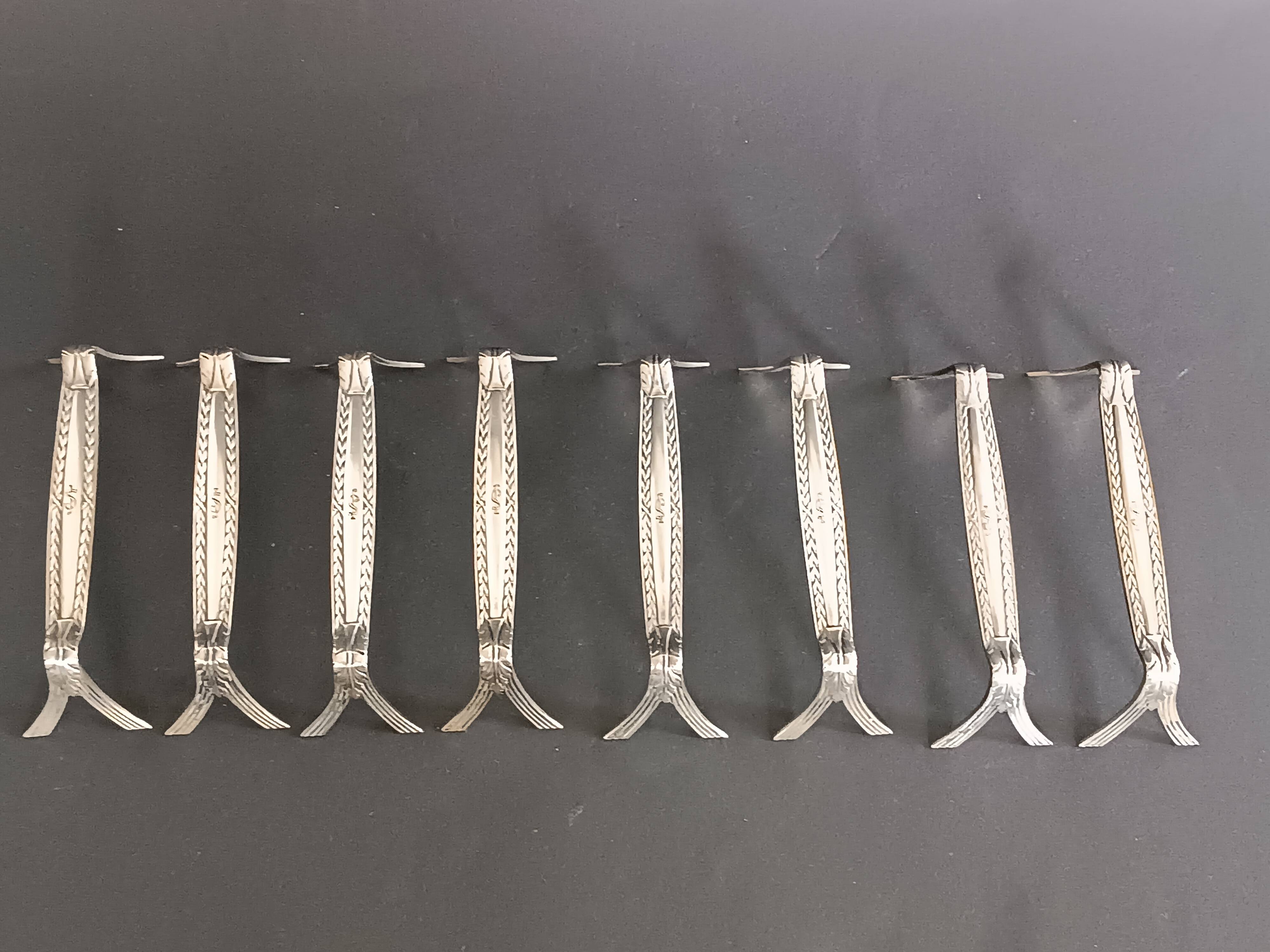 WMF, eight silver-plated knife rests, palmette decoration 1880