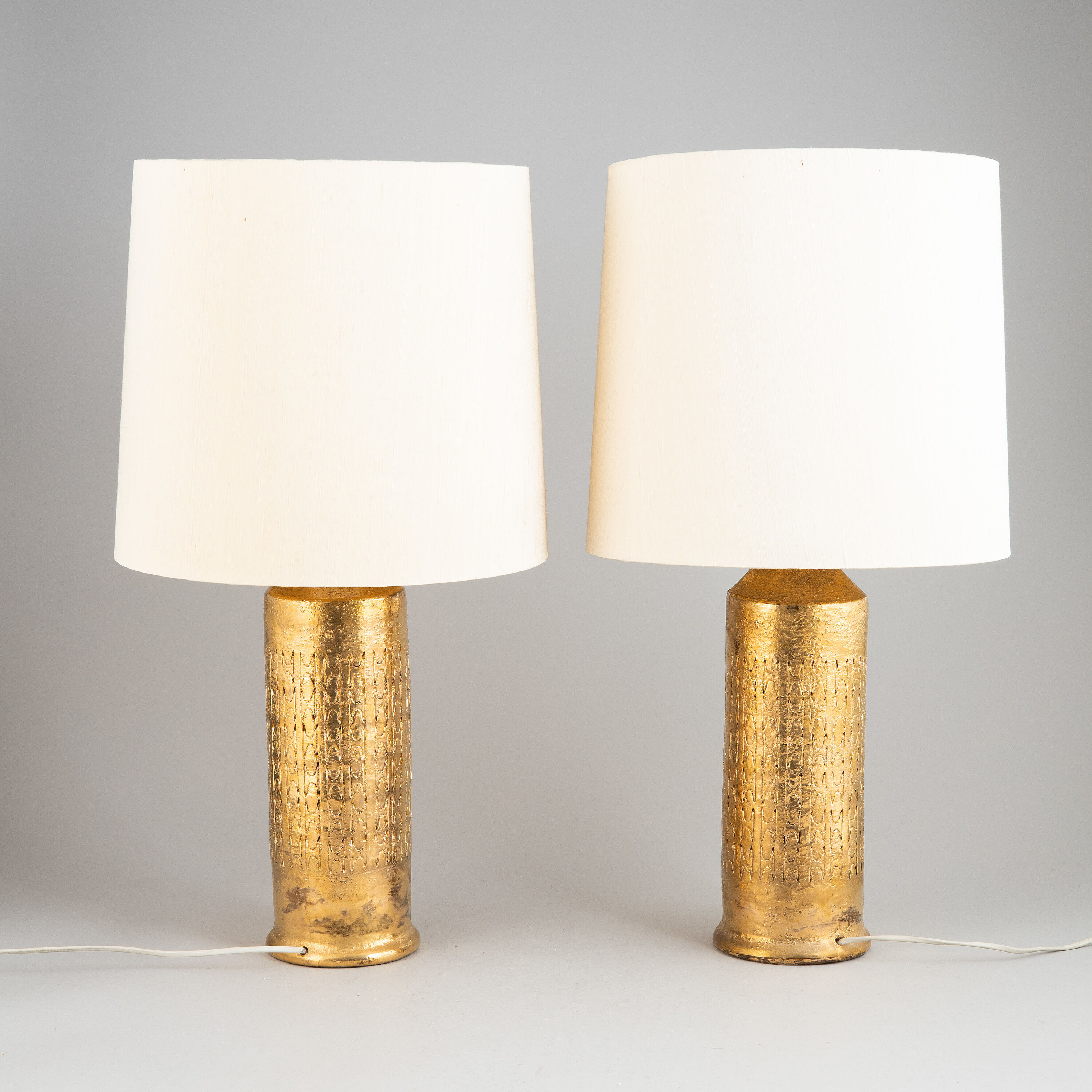 Paire de lampes en céramique Bitossi à glaçure dorée, Italie, 1970