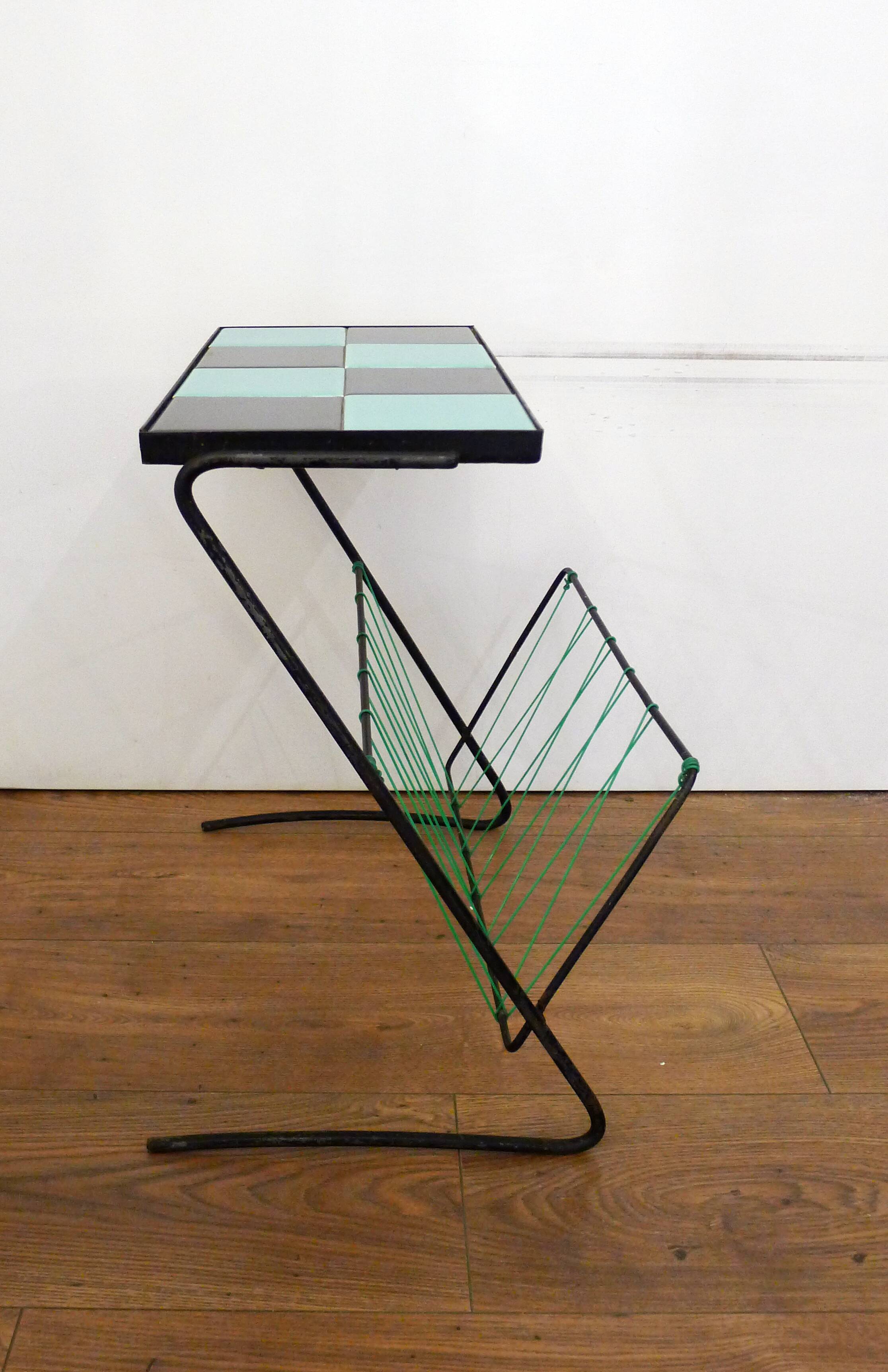 Damier magazine rack trolley