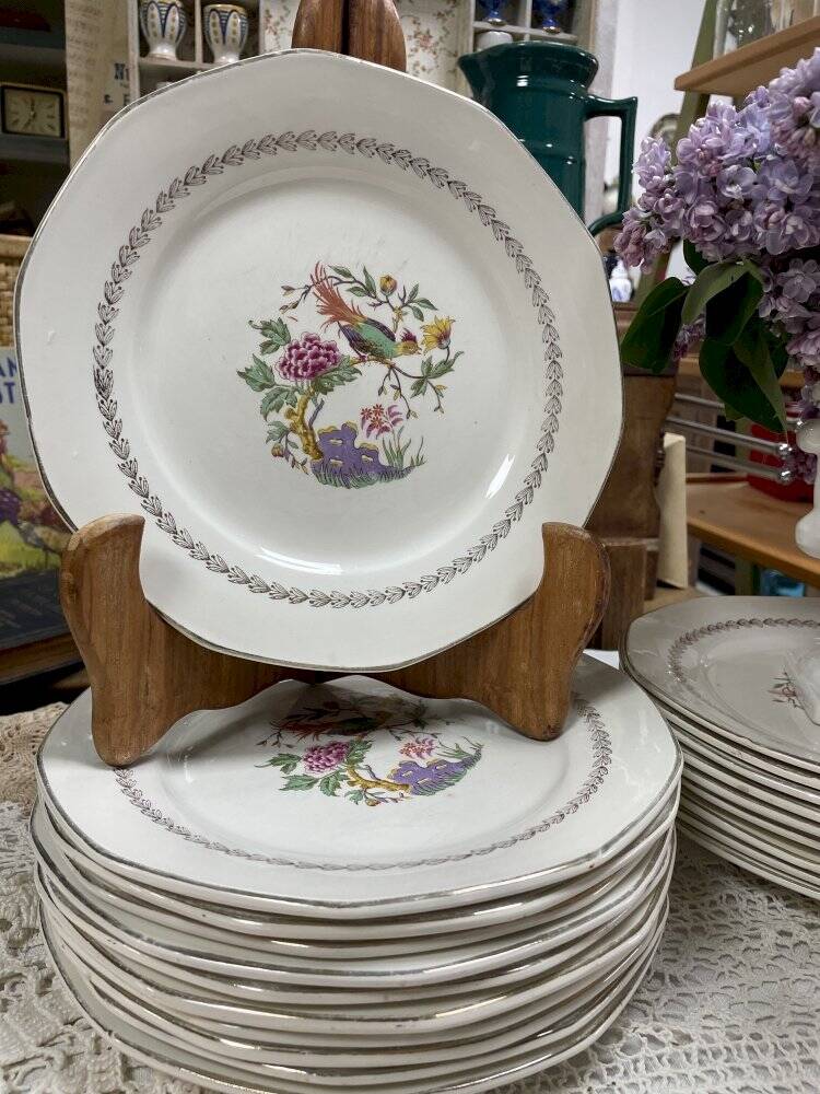 Set of 10 flat plates Digoin & Sarreguemines Nanteuil