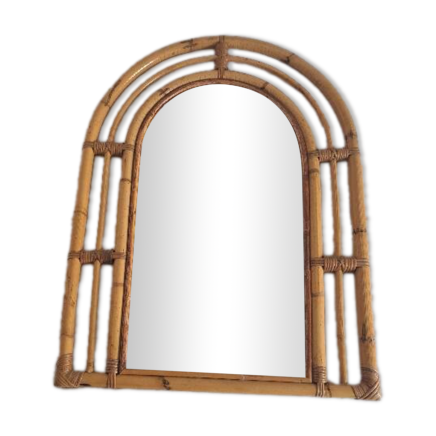 Miroir en bambou vintage