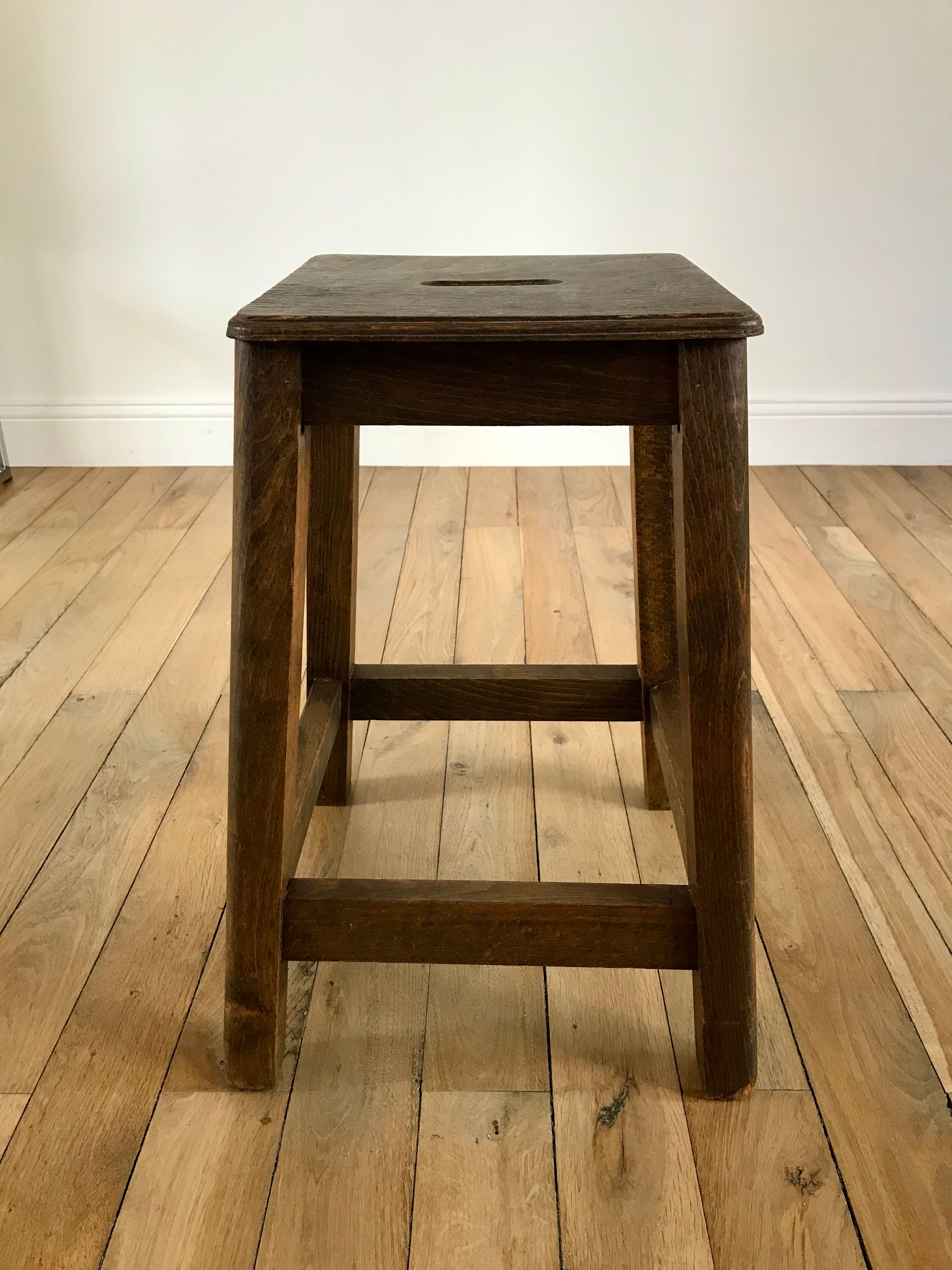 1950s wooden workshop stool