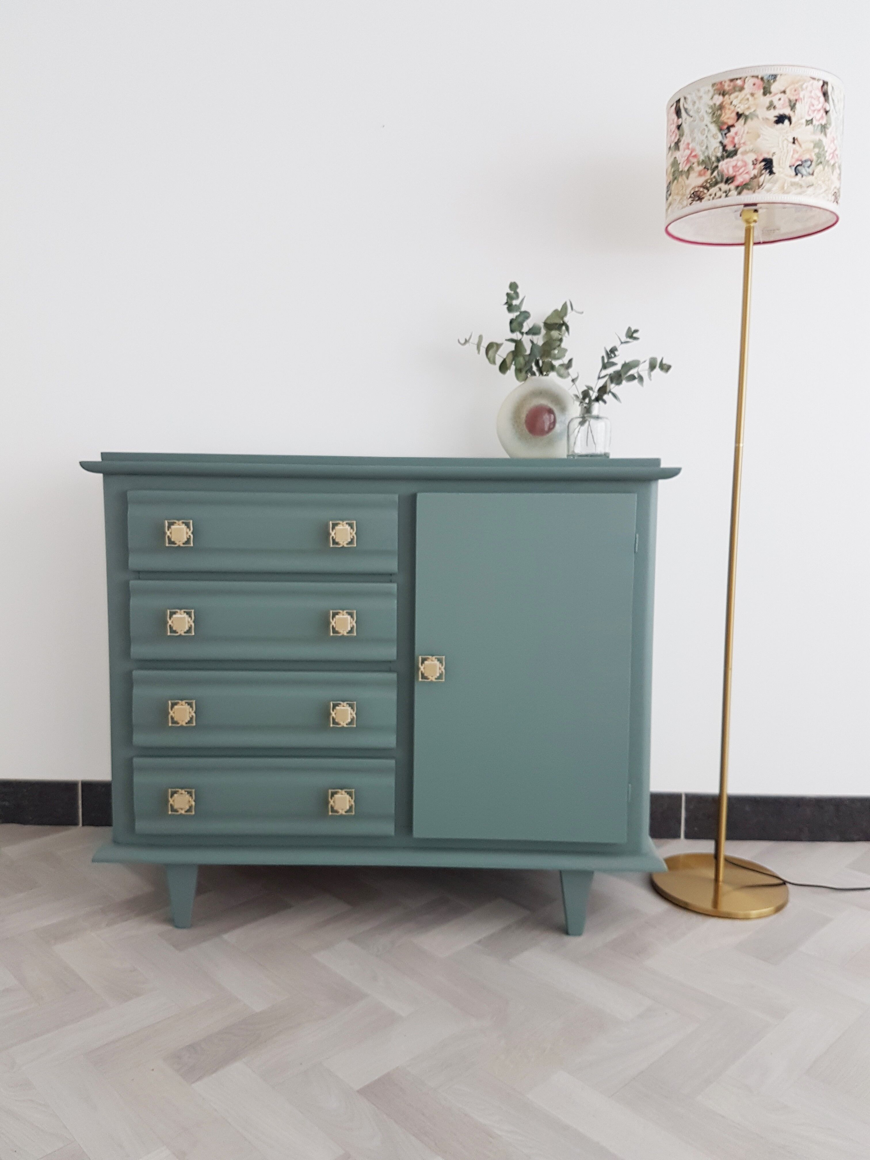 Gray art deco commode