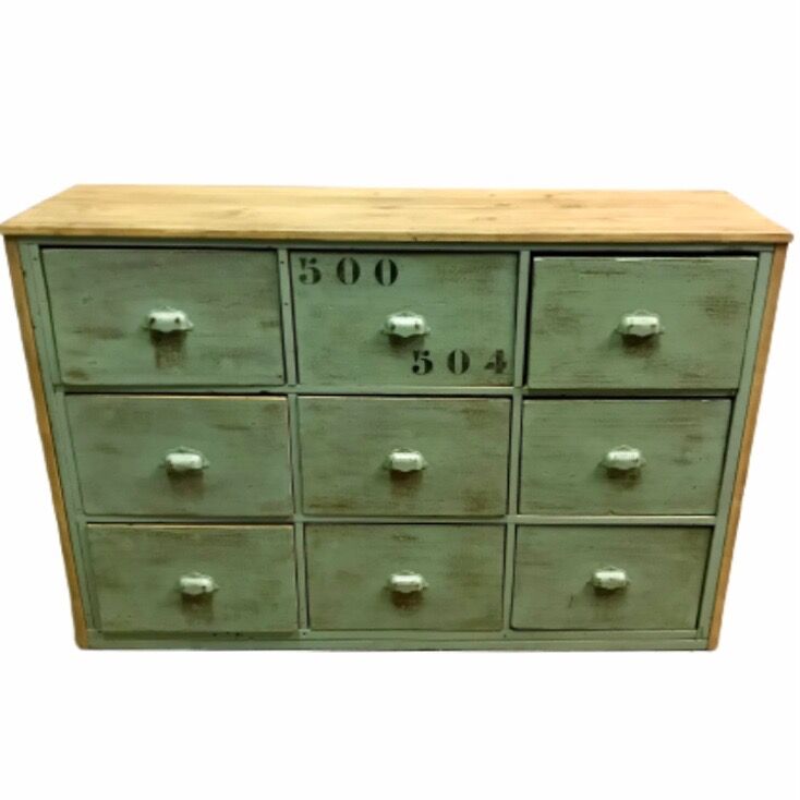 Furniture of metier enfilade with restored wooden drawers