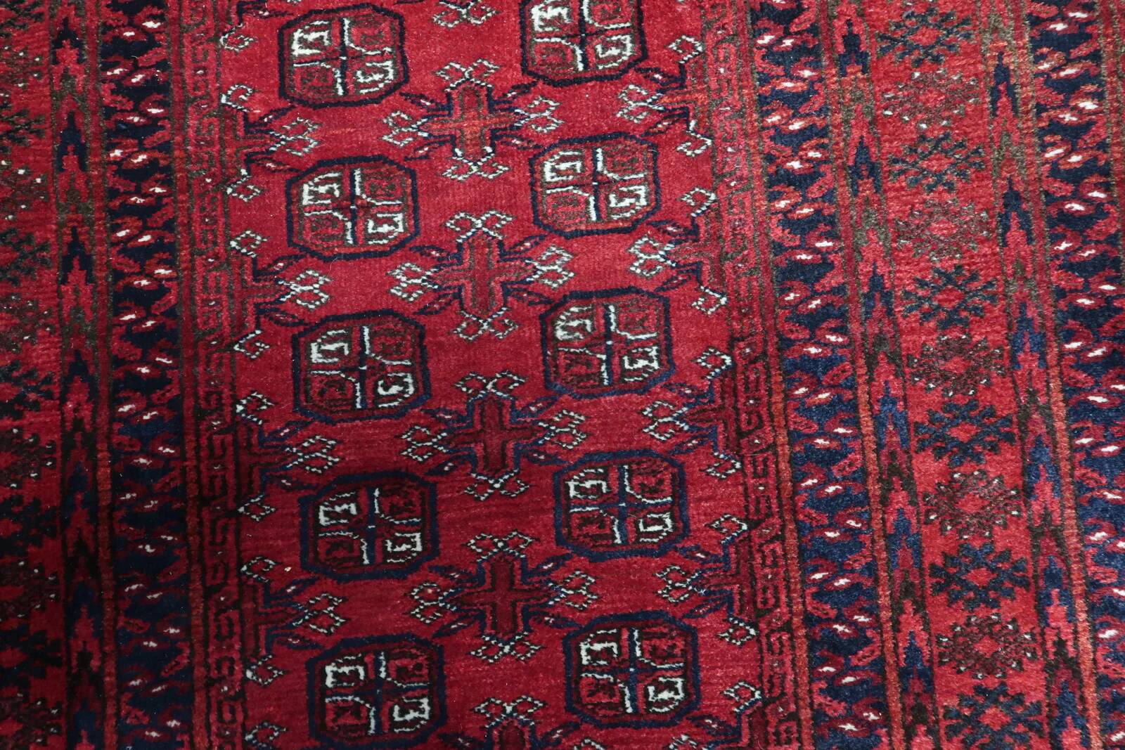 Handmade vintage Afghan Ersari runner 108cm x 282cm, 1960s