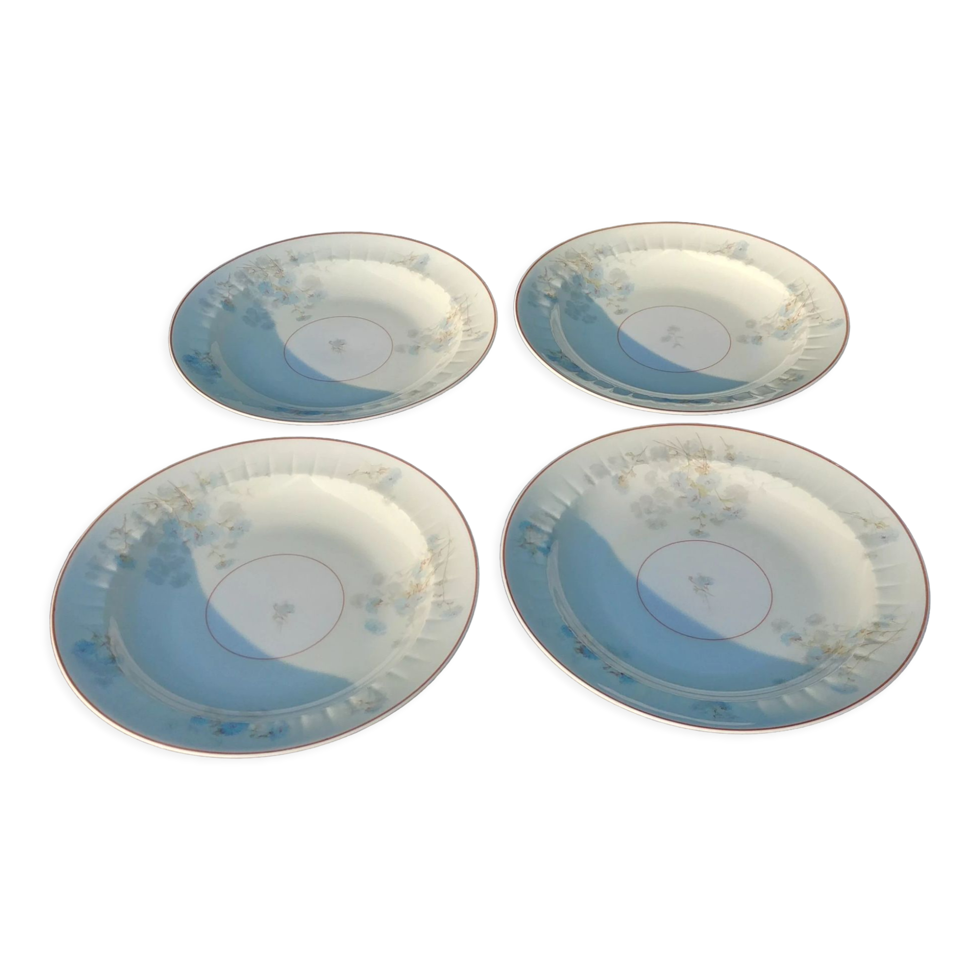 Set of four hollow Limoges porcelain plates signed Robert Haviland & Le Tanneur