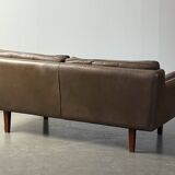 2-seater sofa in brown leather, Illum Wikkelso for Holger Christiansen