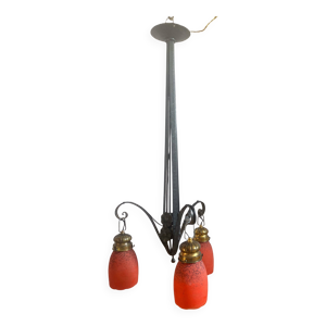 lustre ancien art déco - tulipes verre