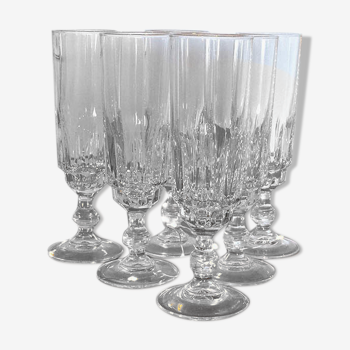 Set of 6 champagne flutes in chiseled glass