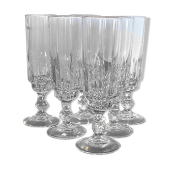 Set of 6 champagne flutes in chiseled glass