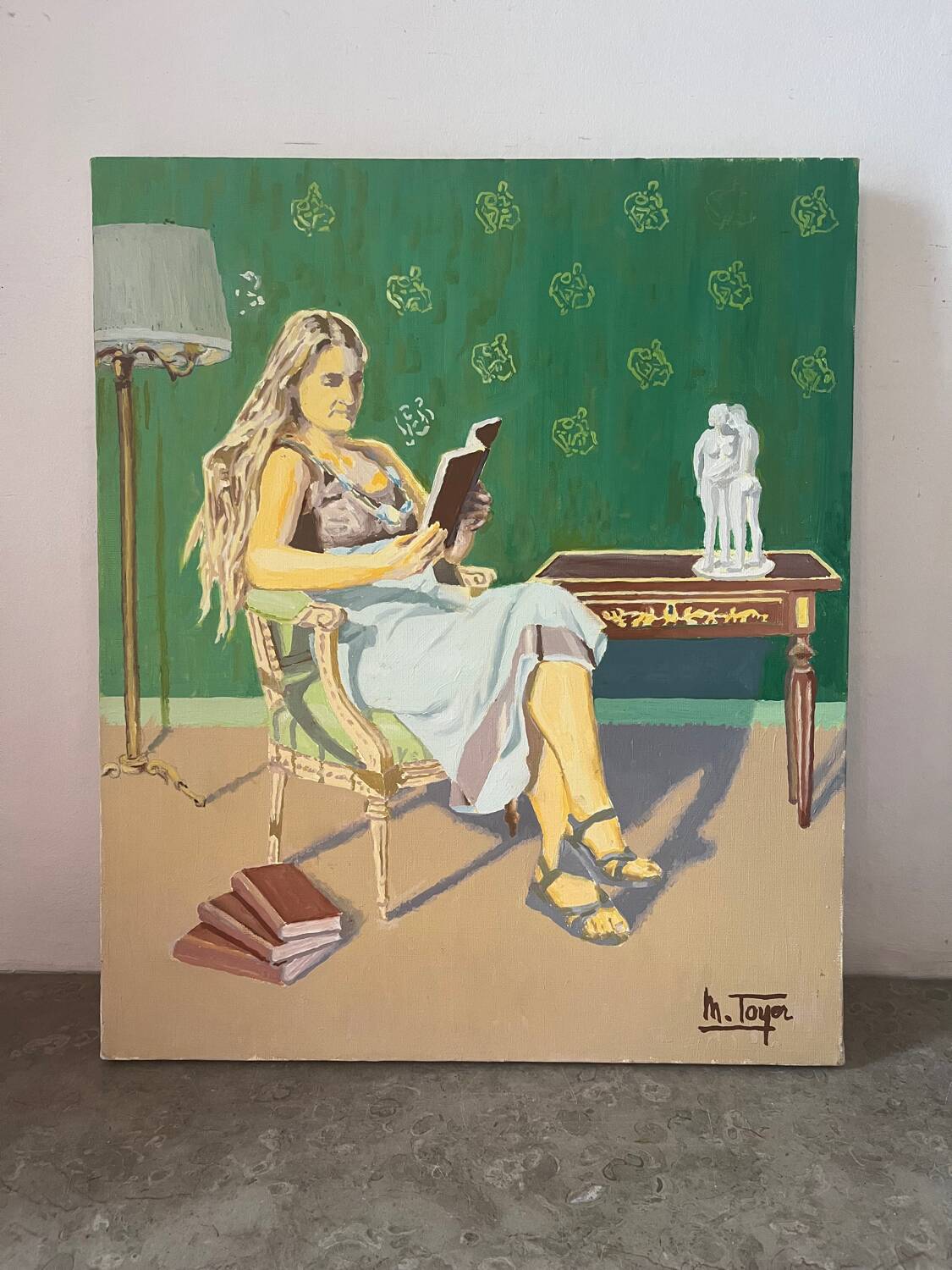 "The Love Novel", oil on canvas signed M. Toyer