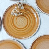 Set of 6 plates in Burgundy sandstone, Sarreguemines