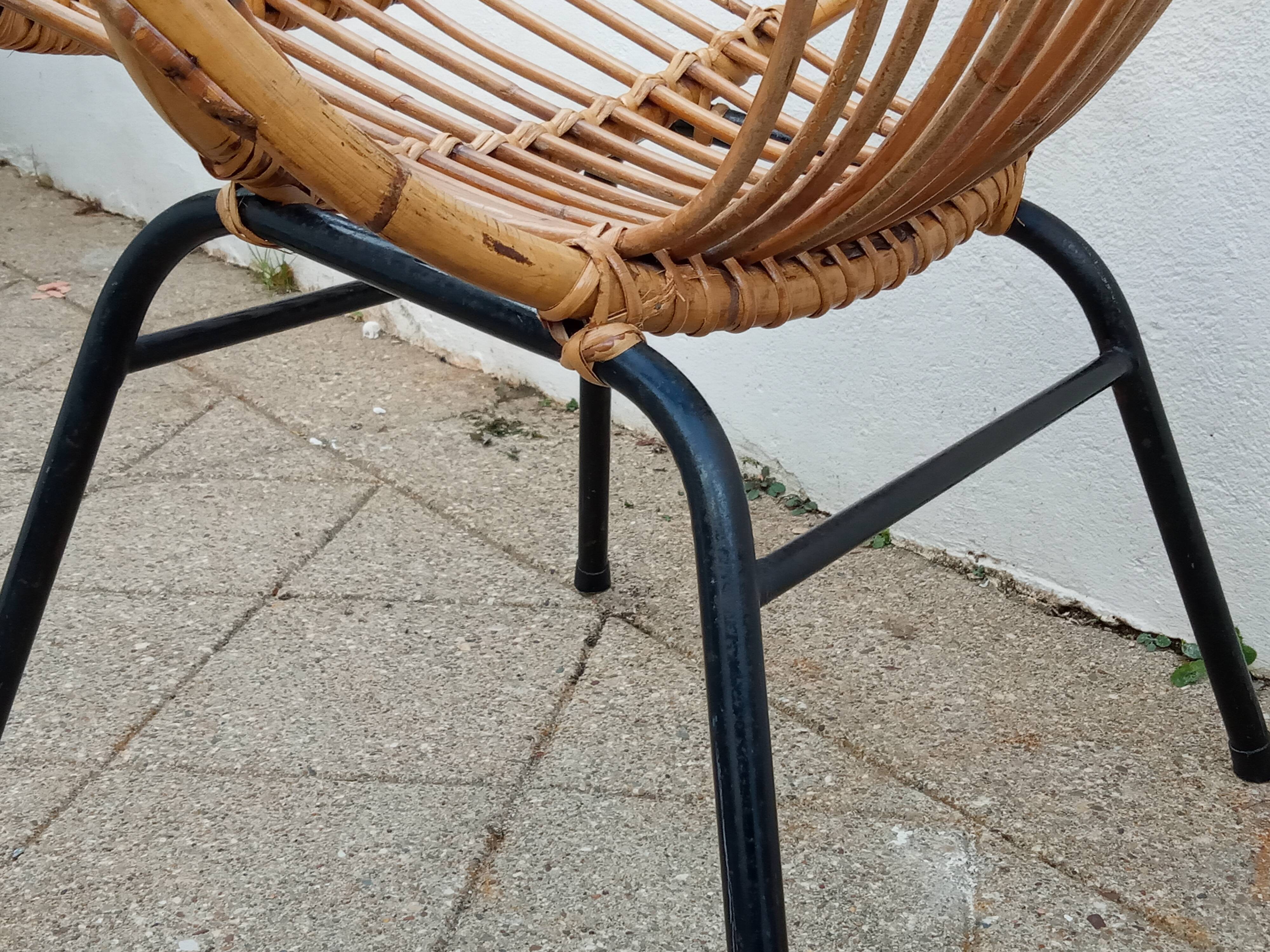 Rattan armchair 50s