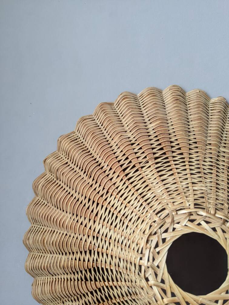 Vintage rattan wicker lampshade pendant light, handmade bohemian