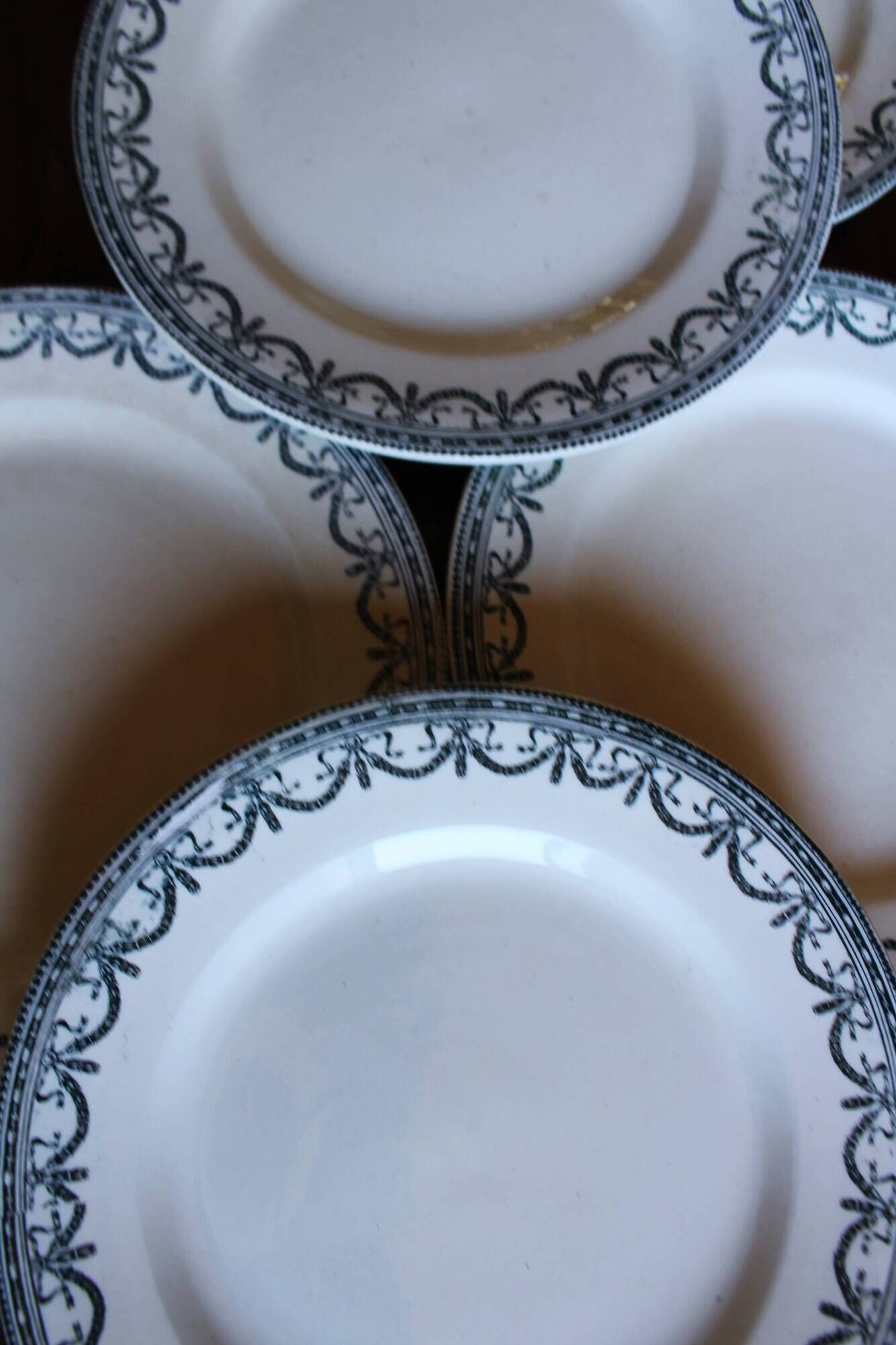 A set of 6 flat plates Terre de Fer Guirlandes Louis XVI Salins