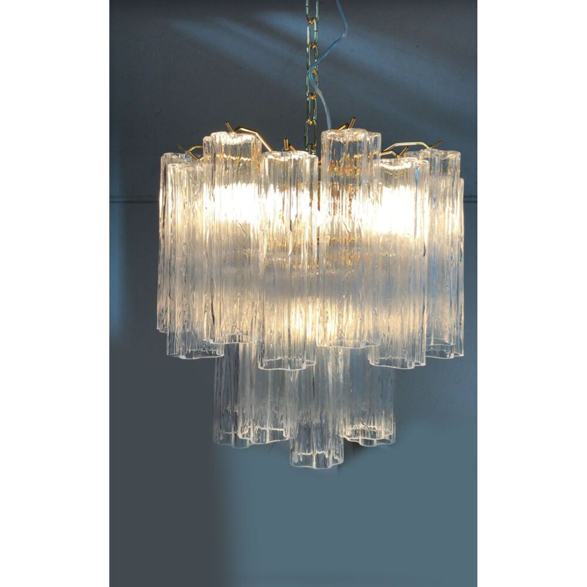 Lustre en verre de murano transparent « tronchi » d50