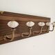 Wall coat rack 50 cm – 5 metal and ceramic hooks – Stained wood