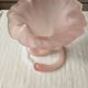 Large satin glass cornucopia vase "pâte de verre" frosted pink - Art style