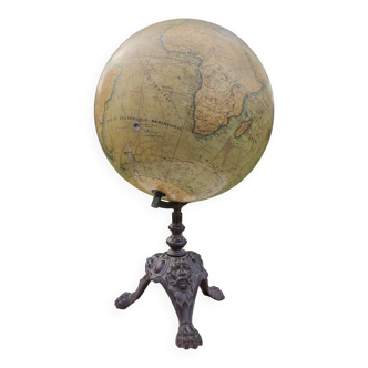 Old large terrestrial globe Lebègue Paris
