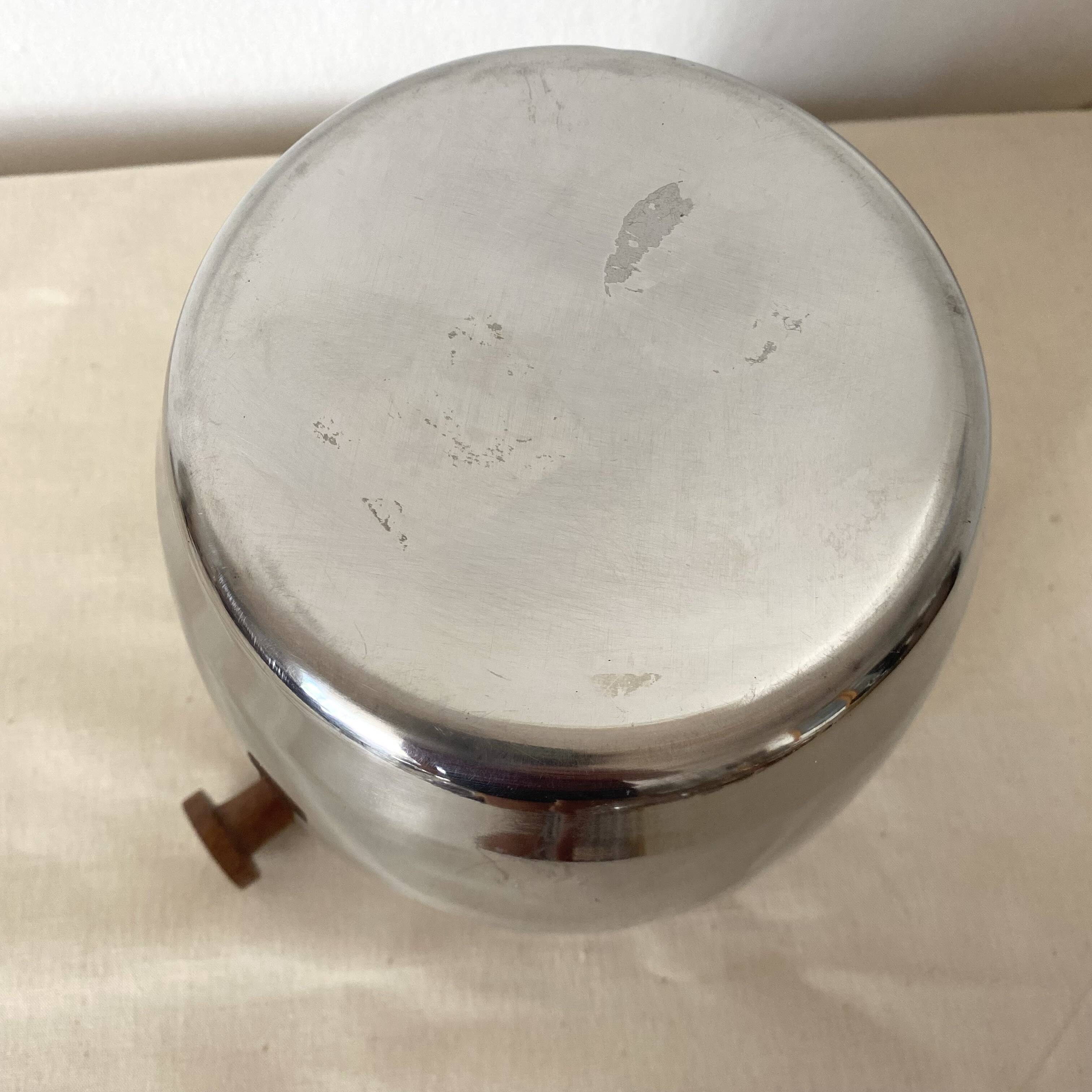 Double-walled stainless steel and wood champagne bucket