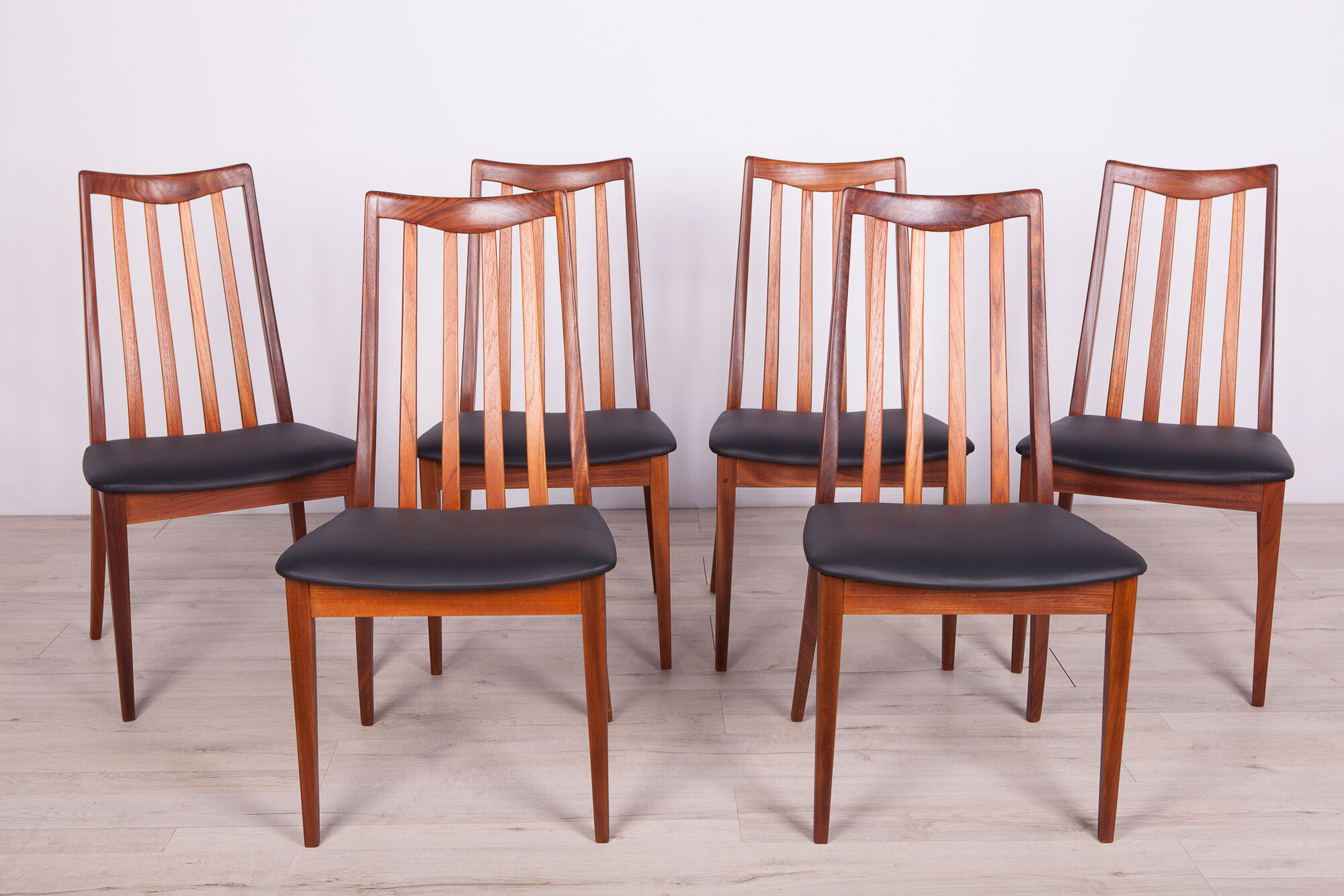 Leather and Teak Dining Chairs by Leslie Dandy for G-Plan, 1960s, Set of 6