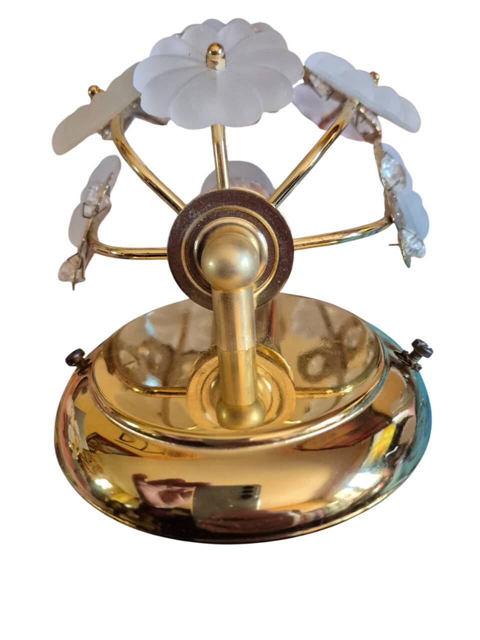 Pair of Banci Florence gold metal and crystal flower wall sconces