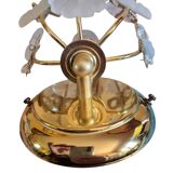 Pair of Banci Florence gold metal and crystal flower wall sconces