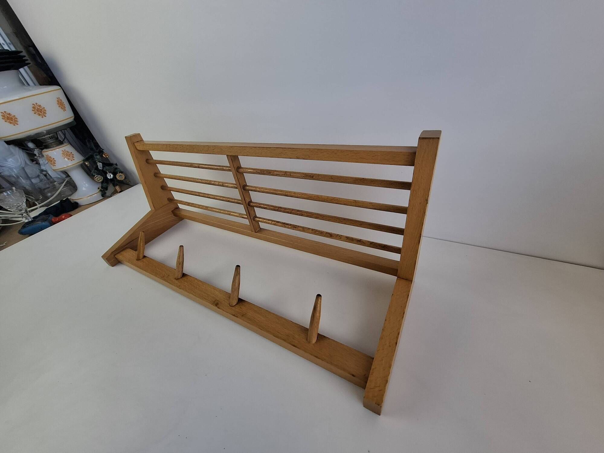 ULUV Czechoslovakian Mid-Century Wooden Wall Coat Rack, circa 1970