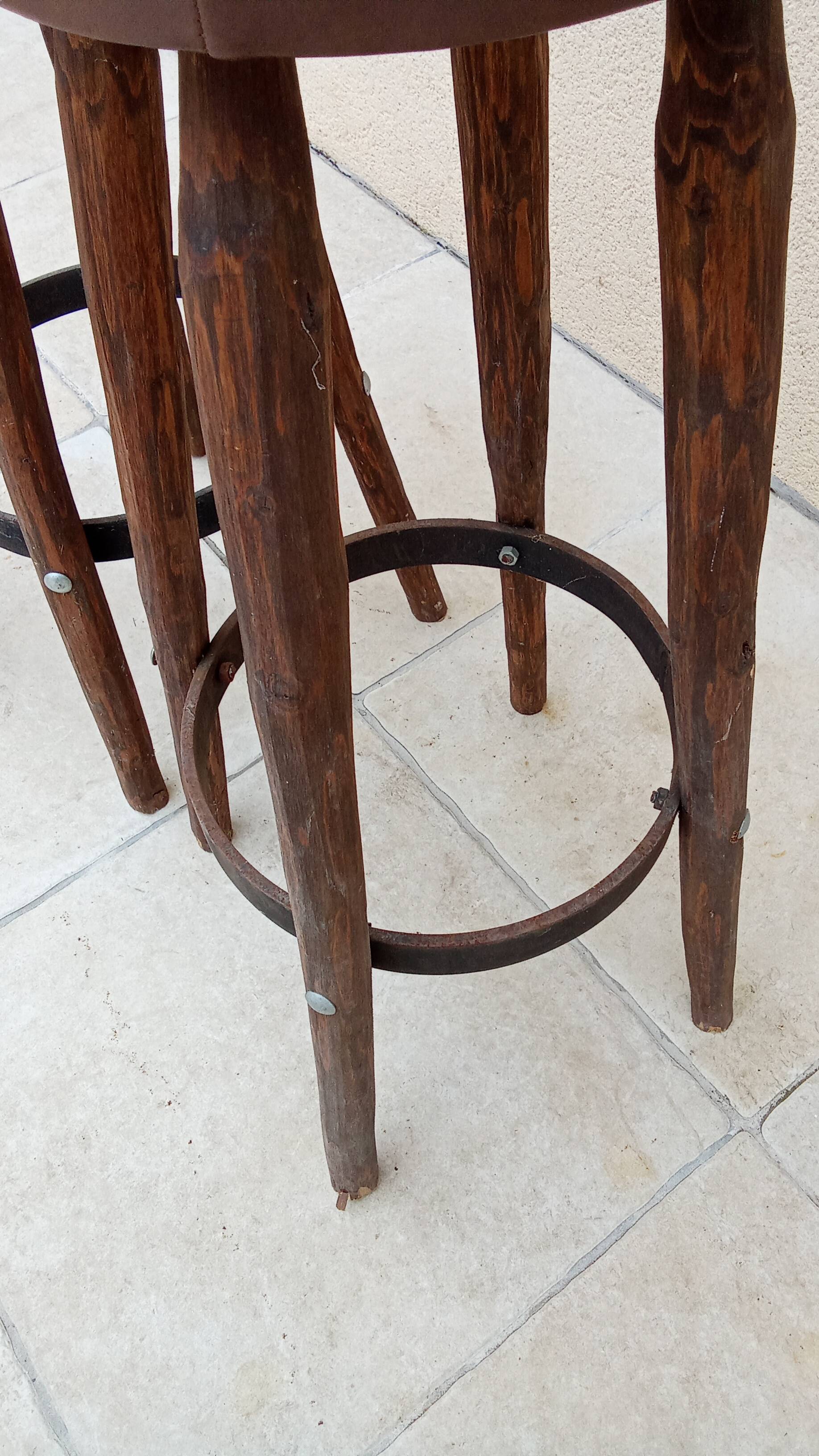 Paire de tabouret de bar haut vintage brutaliste