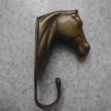 ancien patère laiton tête cheval déco vintage brass coat hook horse