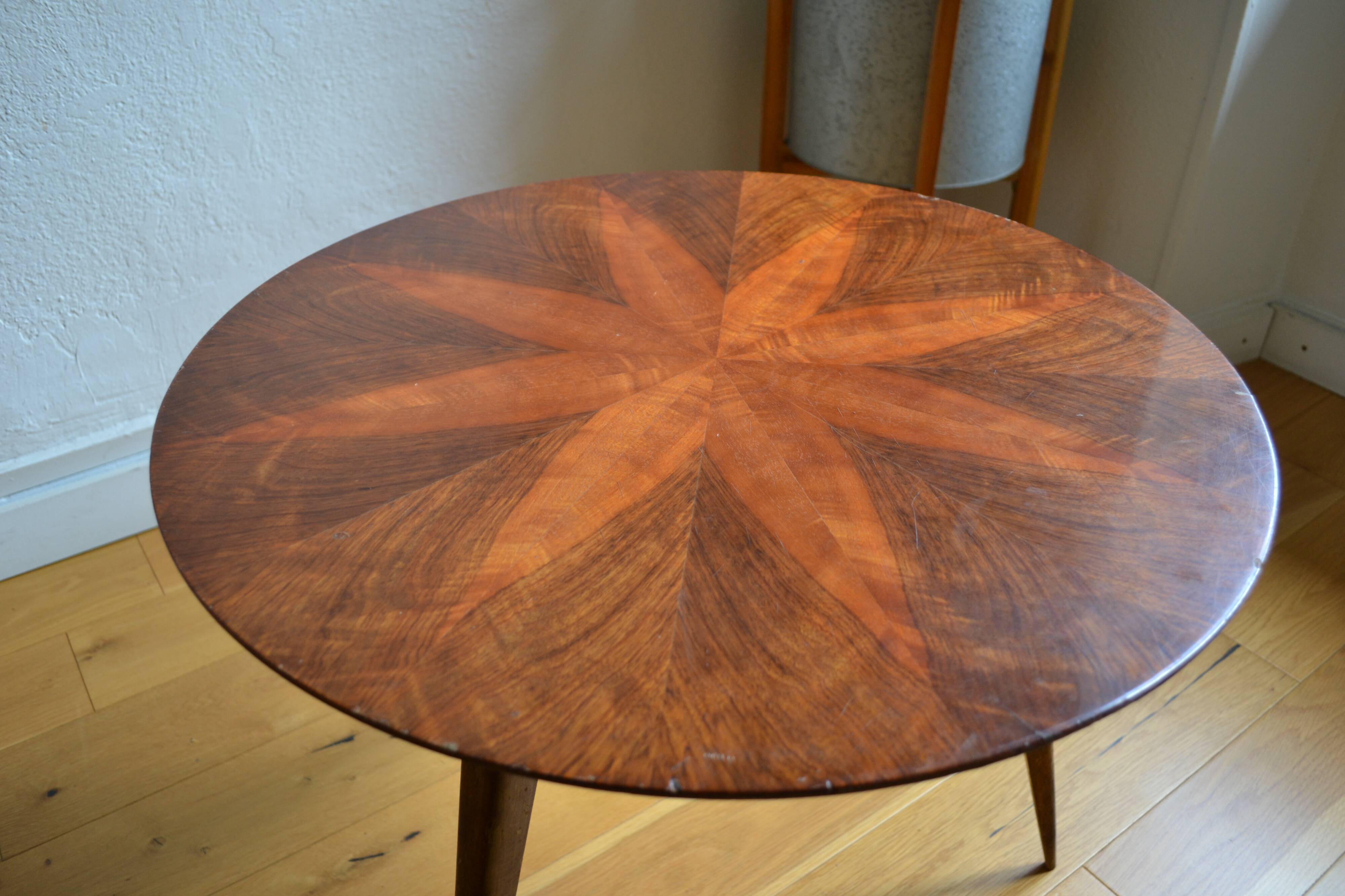 Round tripod coffee table from the 60s