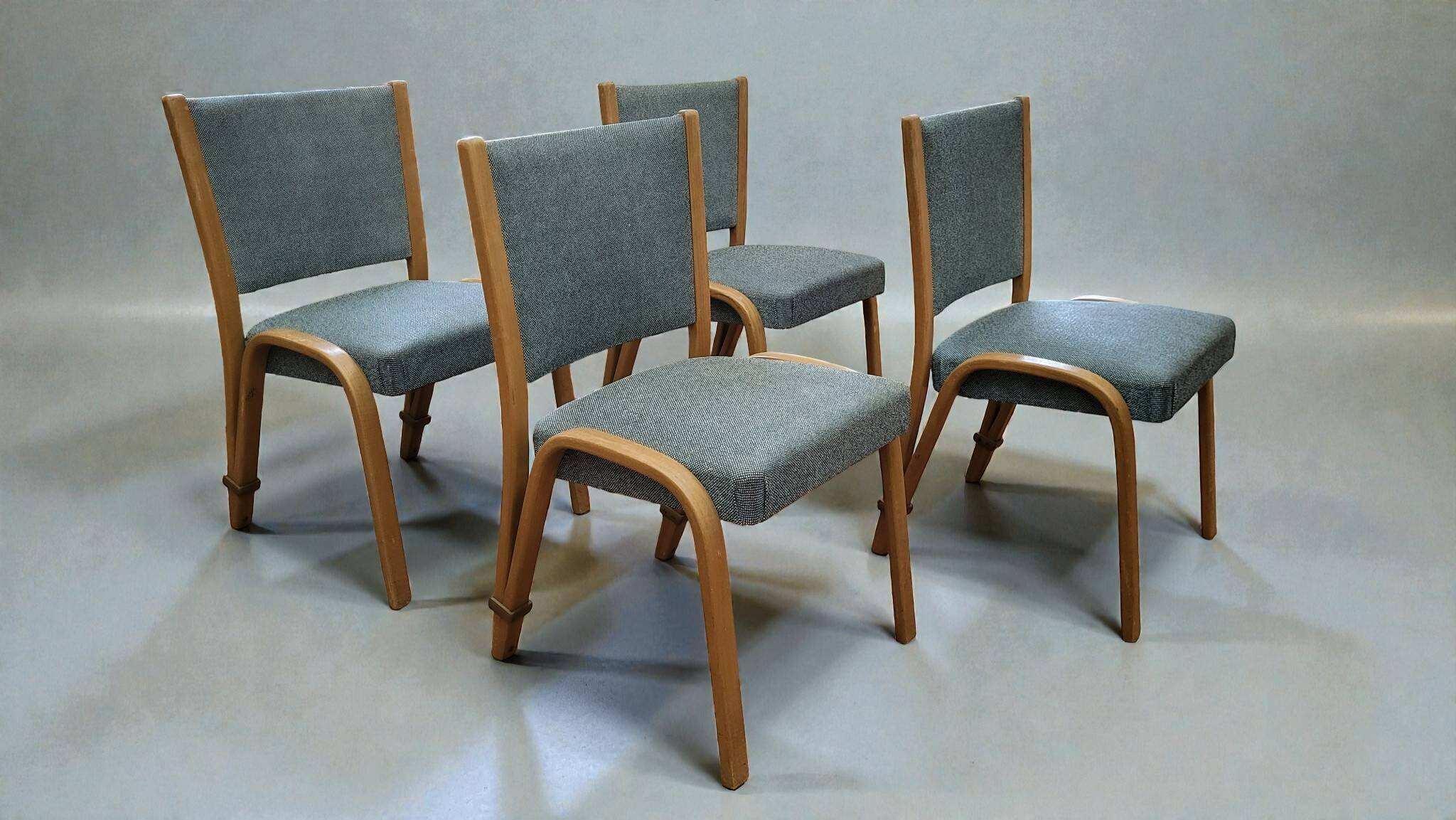 4 Bow wood chairs, Steiner edition, 1950
