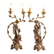 Pair of antique candelabra in carved and gilded wood, Italy, 20th century