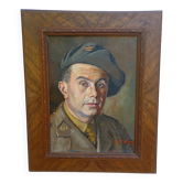 huile sur toile portrait militaire années 40 signé