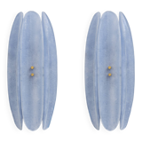 Pair of Fontana Arte Style Mid-century Modern Light Blu Murano Glass Sconce