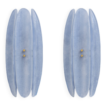 Pair of Fontana Arte Style Mid-century Modern Light Blu Murano Glass Sconce