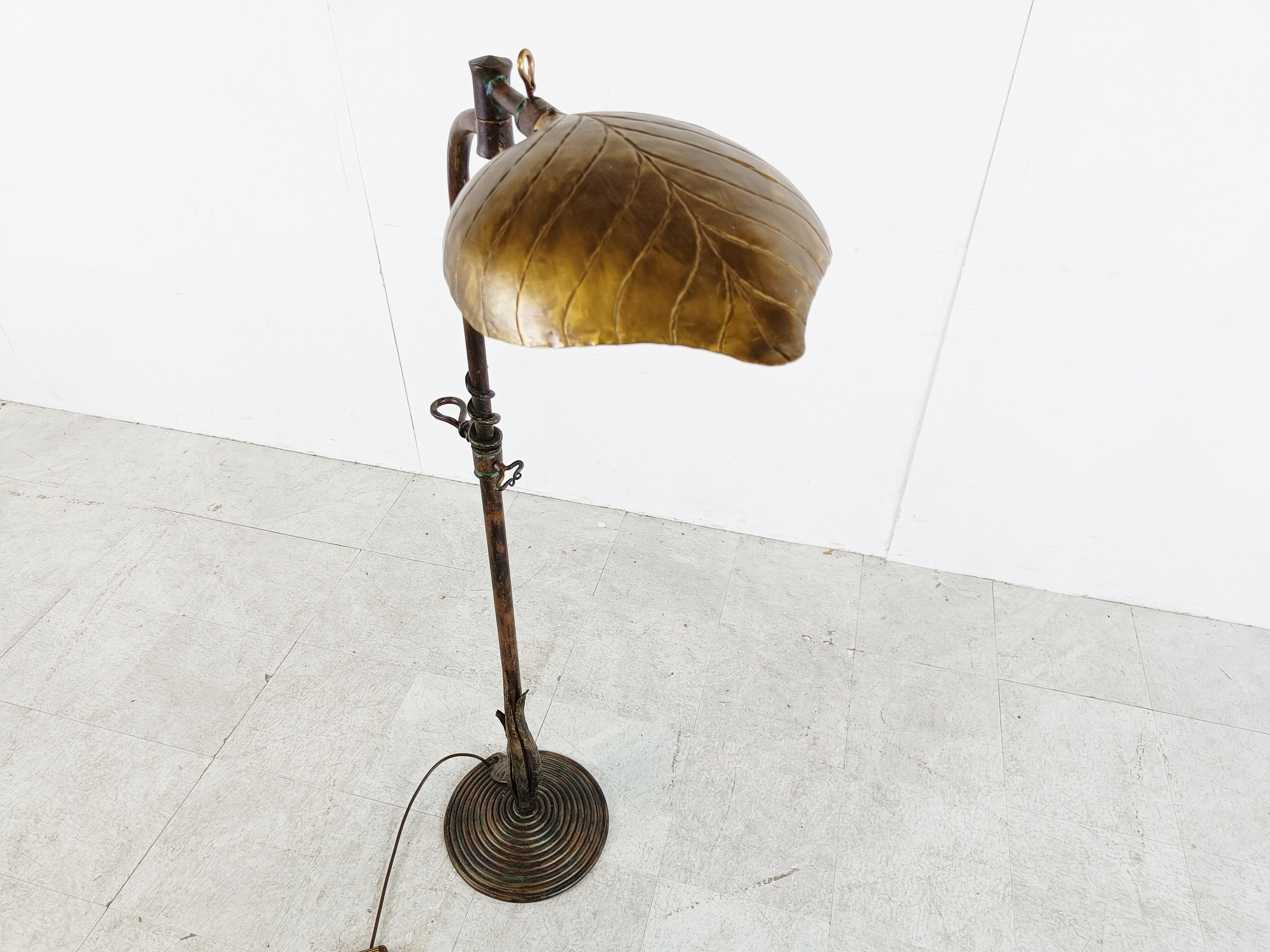 Vintage brass leaf floor lamp 1970s