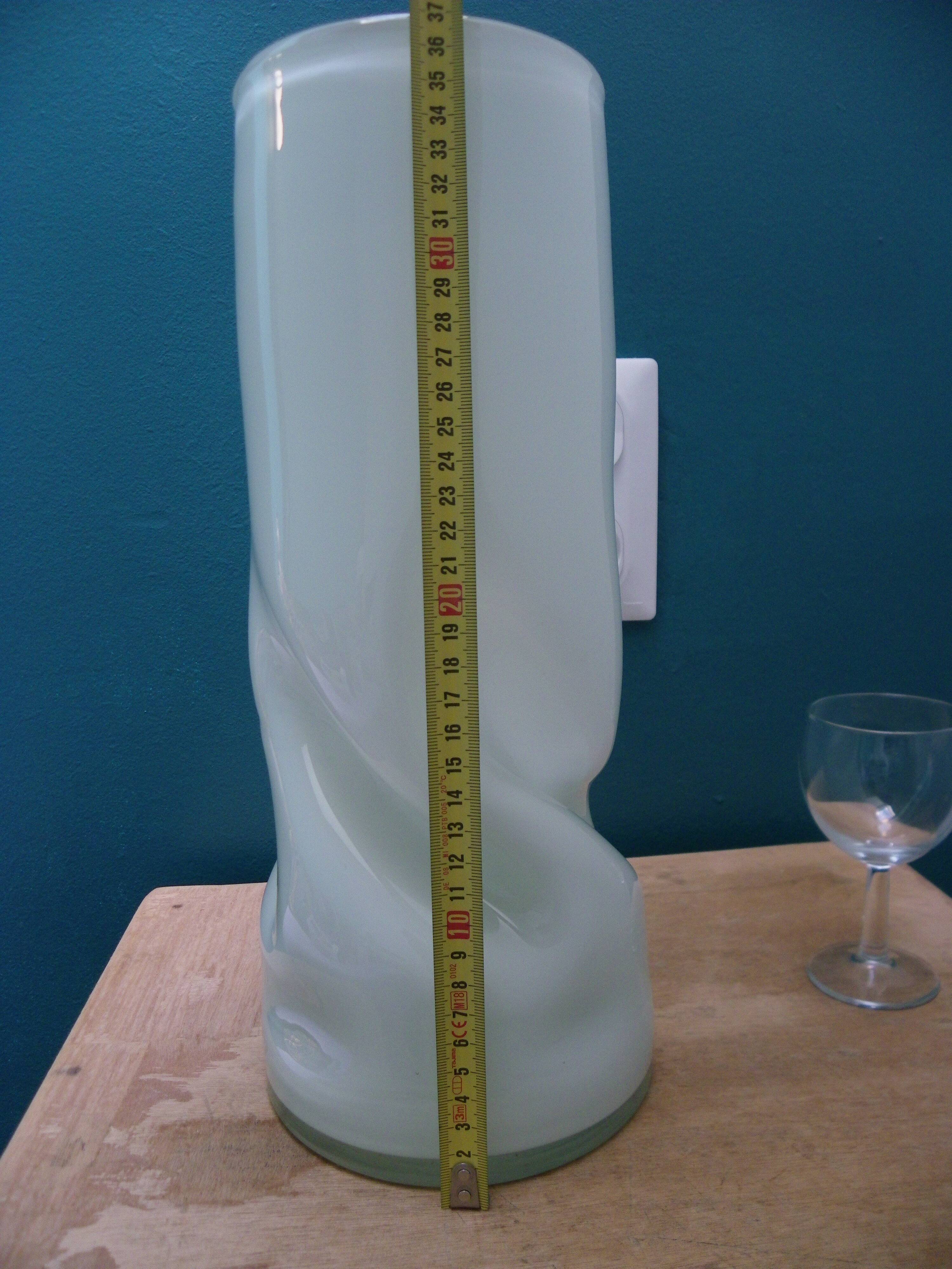 Sculptural Twisted Murano Sommerso Opaline White Vase - 37cm