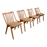 Set of 4 fabric chairs by Ton Bystrice 1960
