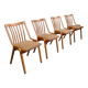 Set of 4 fabric chairs by Ton Bystrice 1960