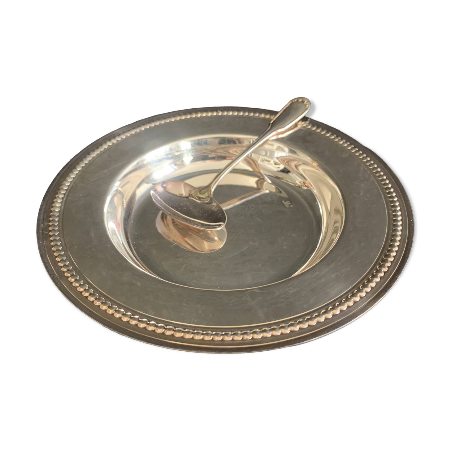 Silver plate and spoon, Orfèvrerie Saint Médard, Paris, 1950
