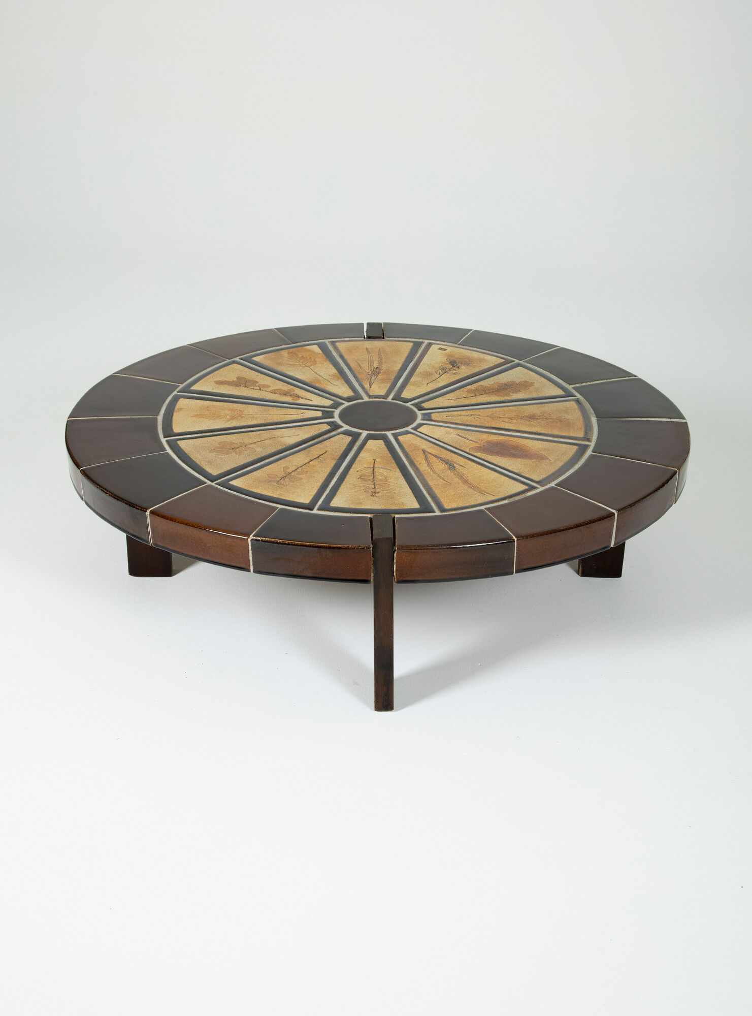 Glazed ceramic coffee table Herbarium model by Roger Capron in Vallauris, France 1970s