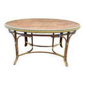 Table ovale en bois et rotin , début XX Siècle