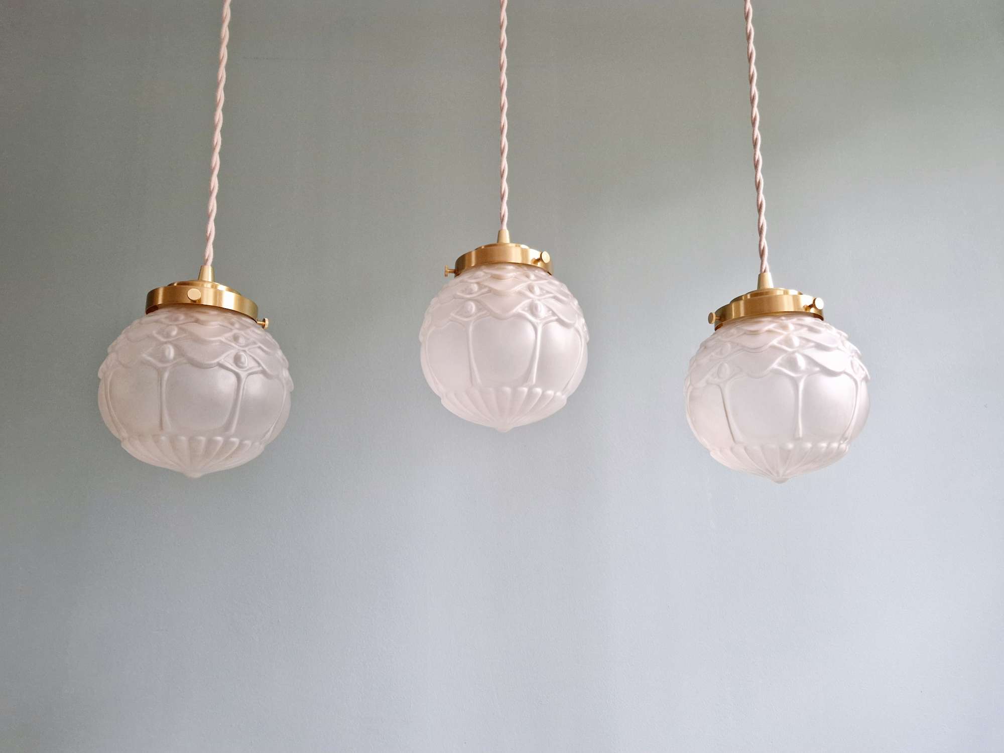 Art Deco satin glass pendant (2 available), 1920s-30s