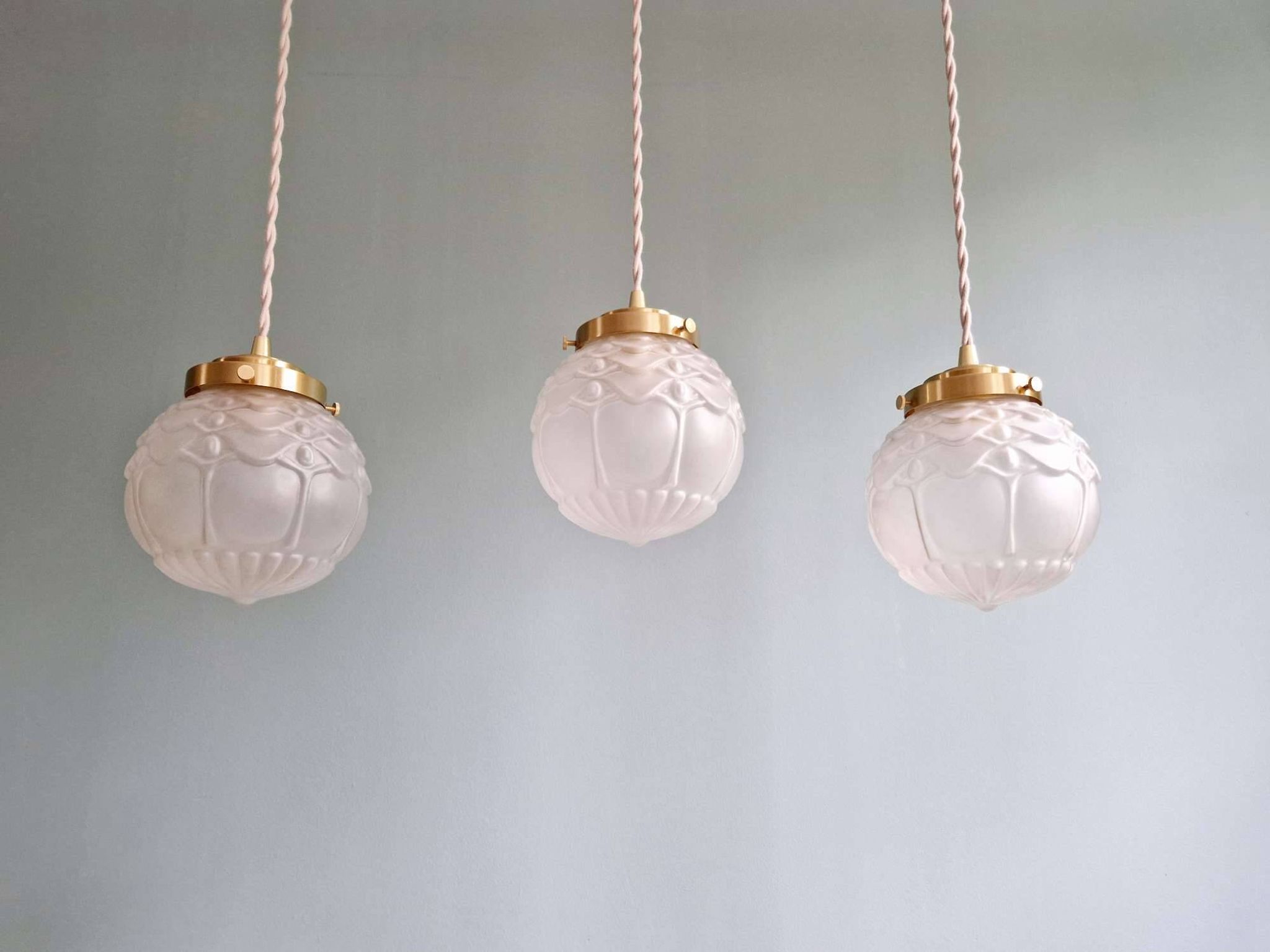Art Deco satin glass pendant (2 available), 1920s-30s