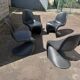 Set of 4 black Verner Panton Vitra chairs.